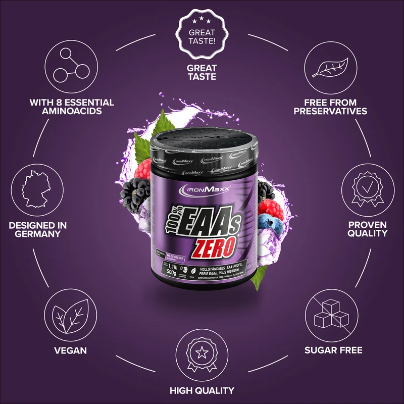 100% EAAs Zero (500g) - Wild Berries