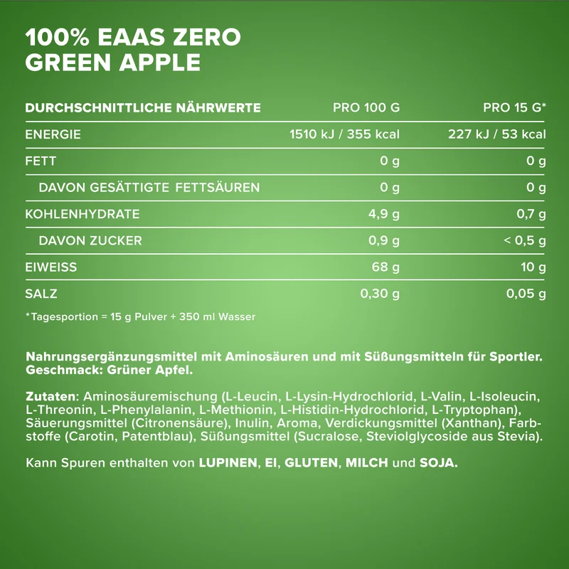 100% EAAs Zero (500g) - Green Apple