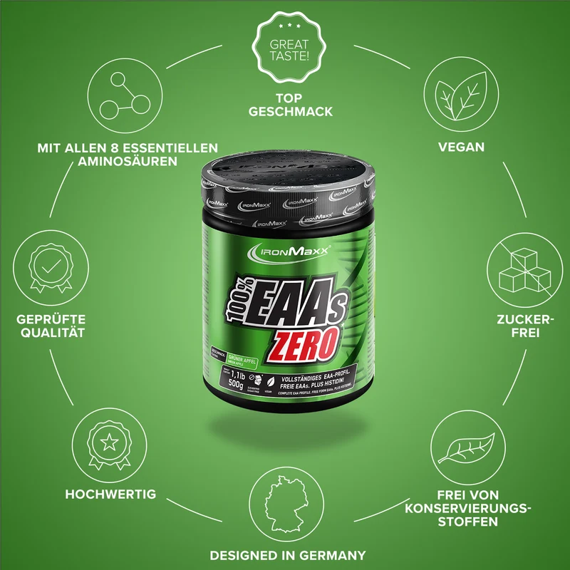 100% EAAs Zero (500g) - Green Apple