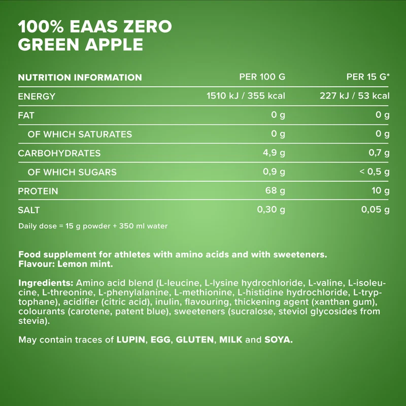 100% EAAs Zero (500g) - Green Apple