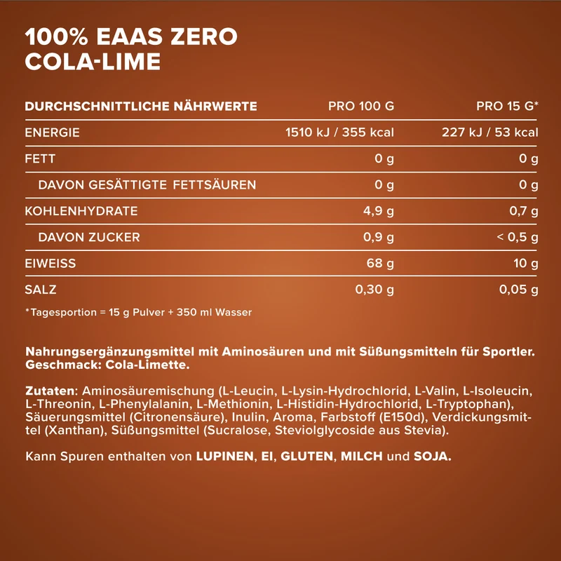 100% EAAs Zero (500g) - Cola Lime