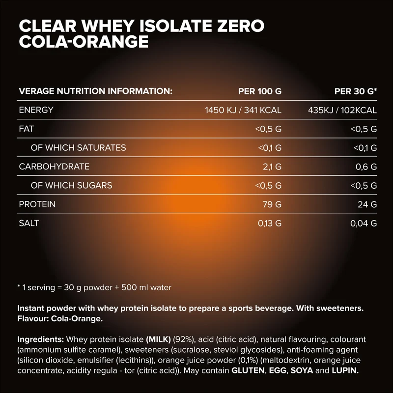 Clear Whey Isolate ZERO (400g) - Cola Orange