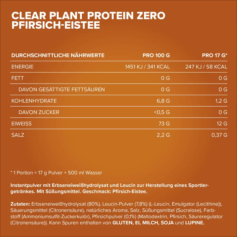 Clear Plant Protein ZERO (400g) - Peach Ice Tea