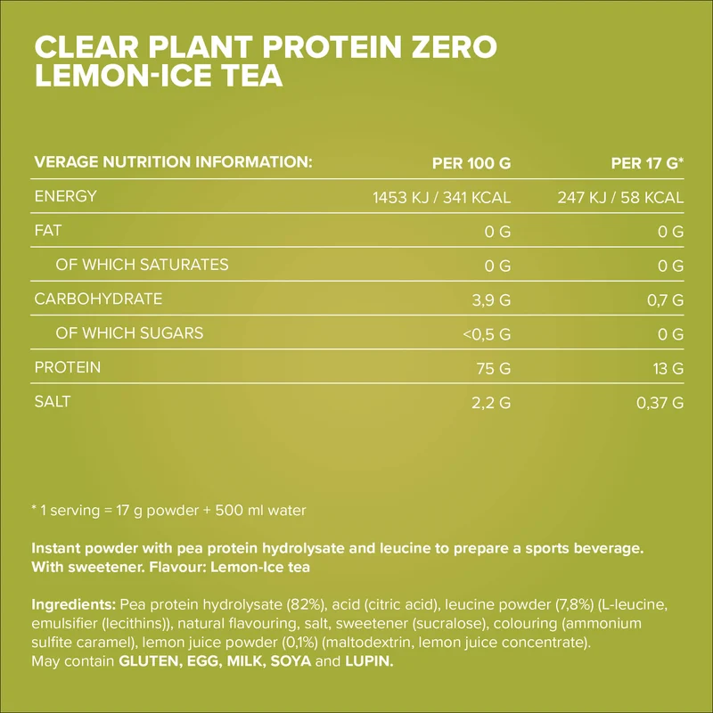 Clear Plant Protein ZERO (400g) - Lemon Ice Tea