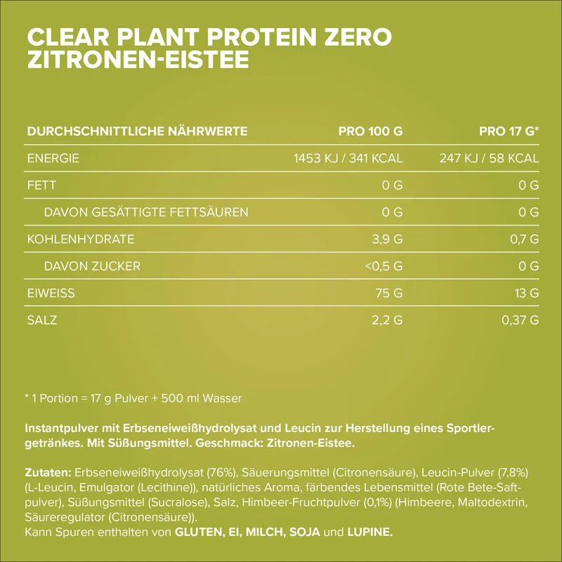 Clear Plant Protein ZERO (400g) - Lemon Ice Tea
