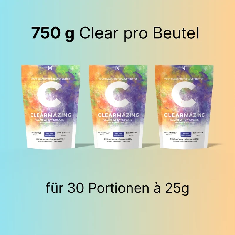 Clearmazing Clear Whey Protein Isolat – 750g | 87% Eiweißgehalt, Ohne Aroma & Süßungsmittel