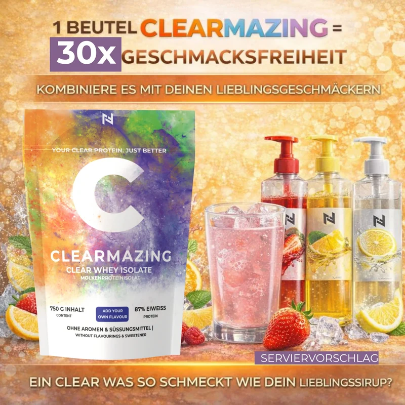 Clearmazing Clear Whey Protein Isolat – 750g | 87% Eiweißgehalt, Ohne Aroma & Süßungsmittel