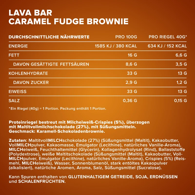 Lava Bar Protein Riegel (40g) - Caramel Fudge Brownie