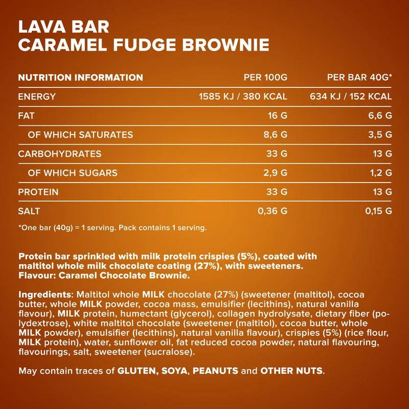 Lava Bar Protein Riegel (40g) - Caramel Fudge Brownie