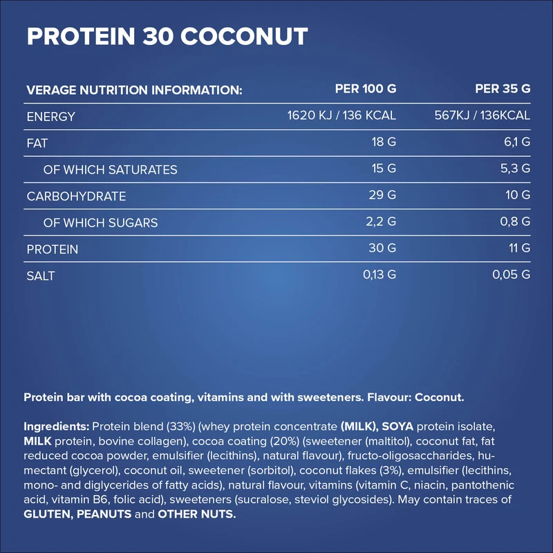 Protein 30 Protein Riegel (24x35g) - Kokosnuss