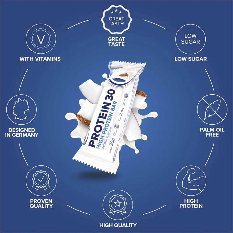 Protein 30 Protein Riegel (24x35g) - Kokosnuss