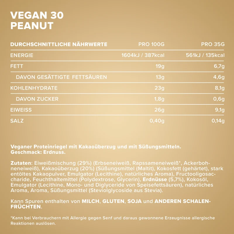 Vegan 30 Protein Riegel (35g) - Peanut