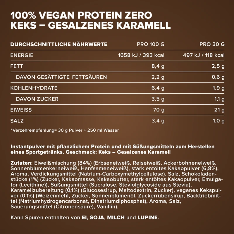 100% Vegan Protein Zero (500g) - Dark Cookie Salted Caramel