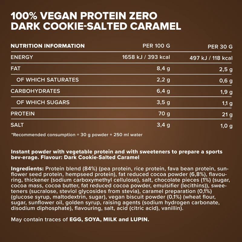 100% Vegan Protein Zero (500g) - Dark Cookie Salted Caramel