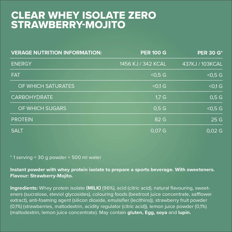 Clear Whey Isolate ZERO (400g) - Strawberry Mojito