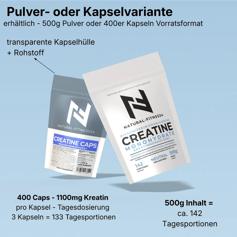 Creatin Monohydrat Pulver 500g - 200 Mesh, neutral
