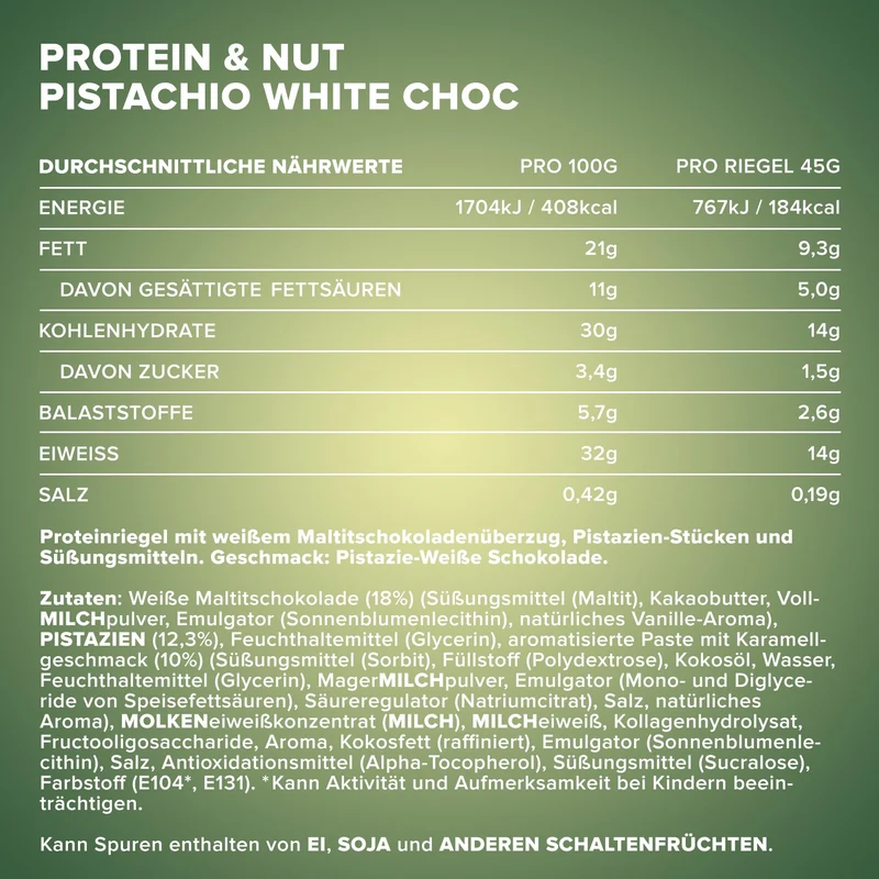 Protein & Nut (24x45g) - Pistachio White Choc