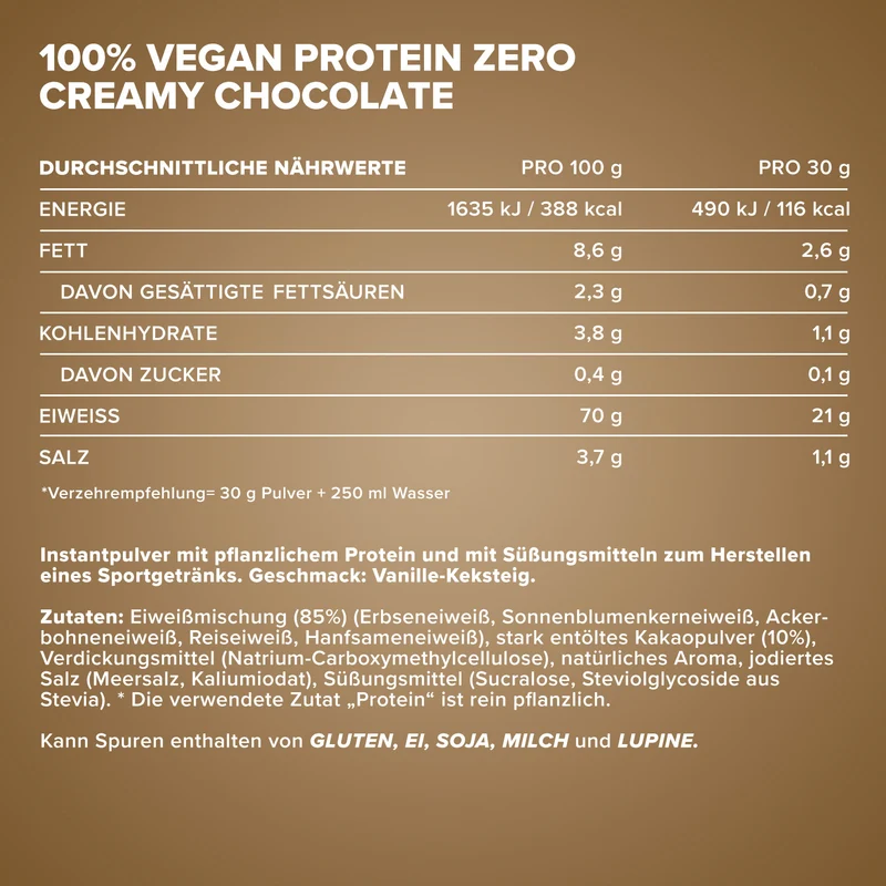 100% Vegan Protein Zero (500g) - Vanilla Cookie Dough