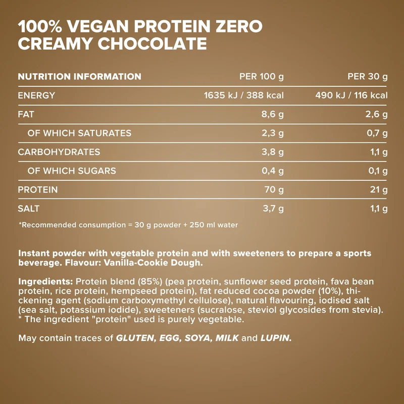 100% Vegan Protein Zero (500g) - Vanilla Cookie Dough