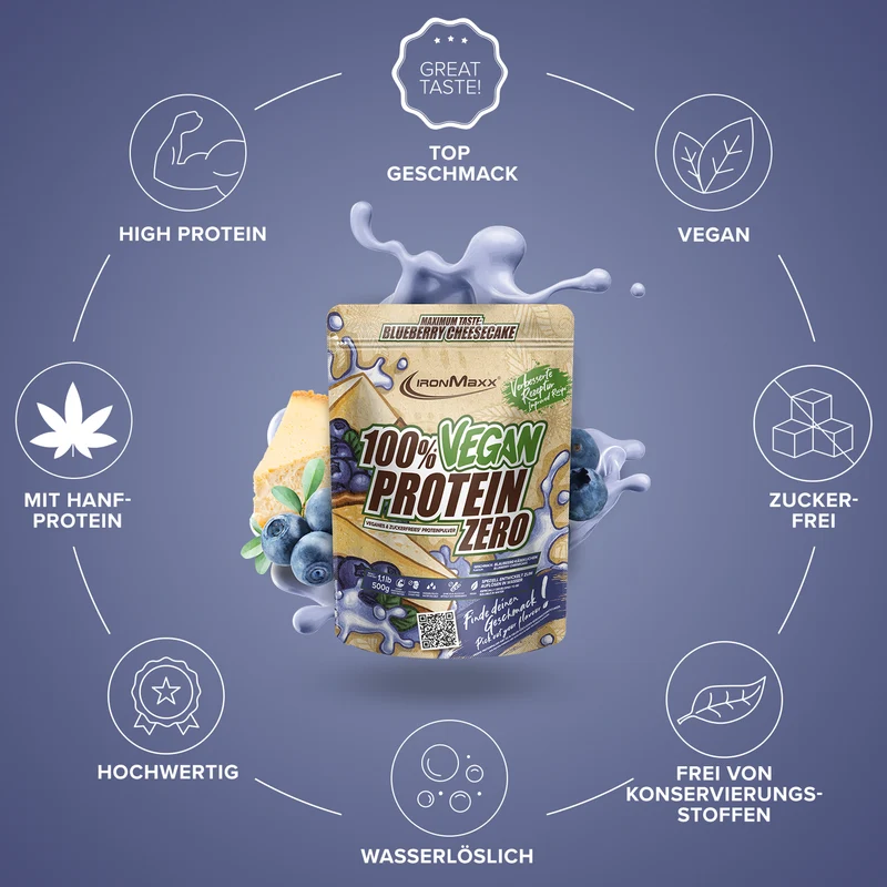 100% Vegan Protein Zero (500g) - Blueberry Cheesecake