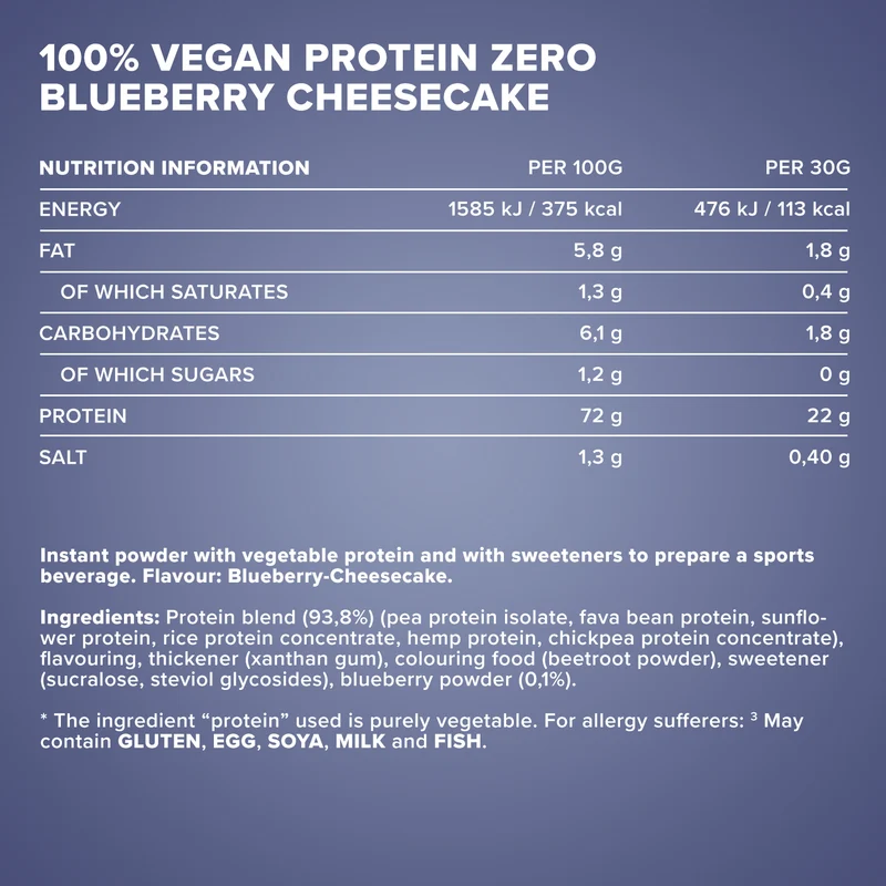 100% Vegan Protein Zero (500g) - Blueberry Cheesecake
