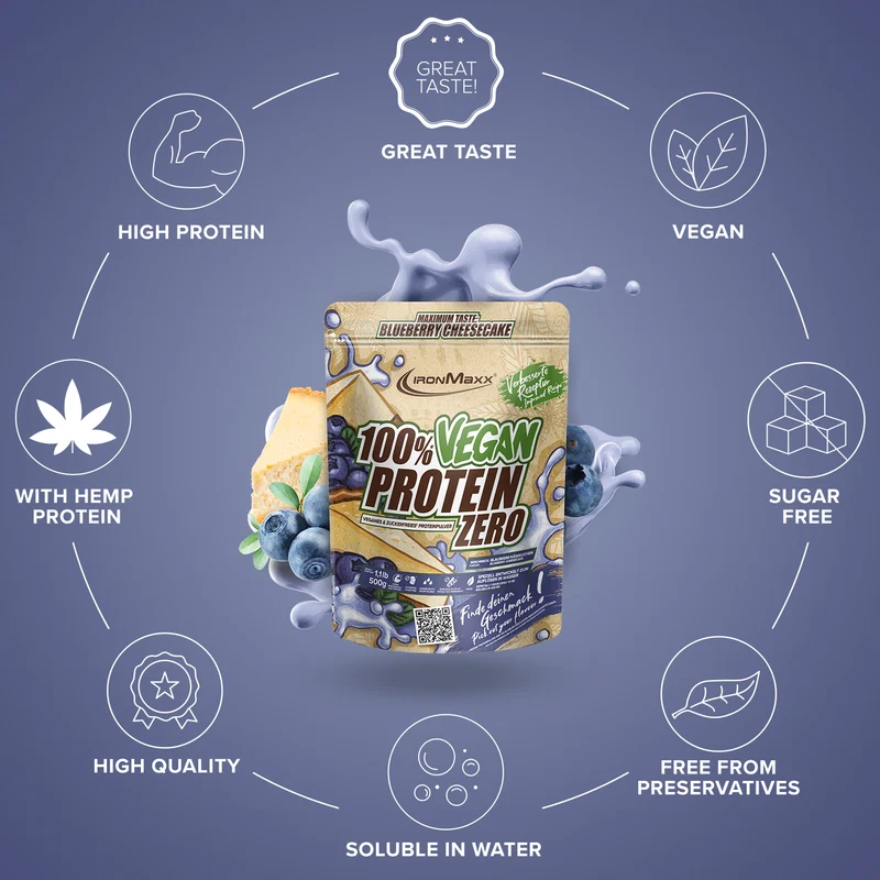 100% Vegan Protein Zero (500g) - Blueberry Cheesecake
