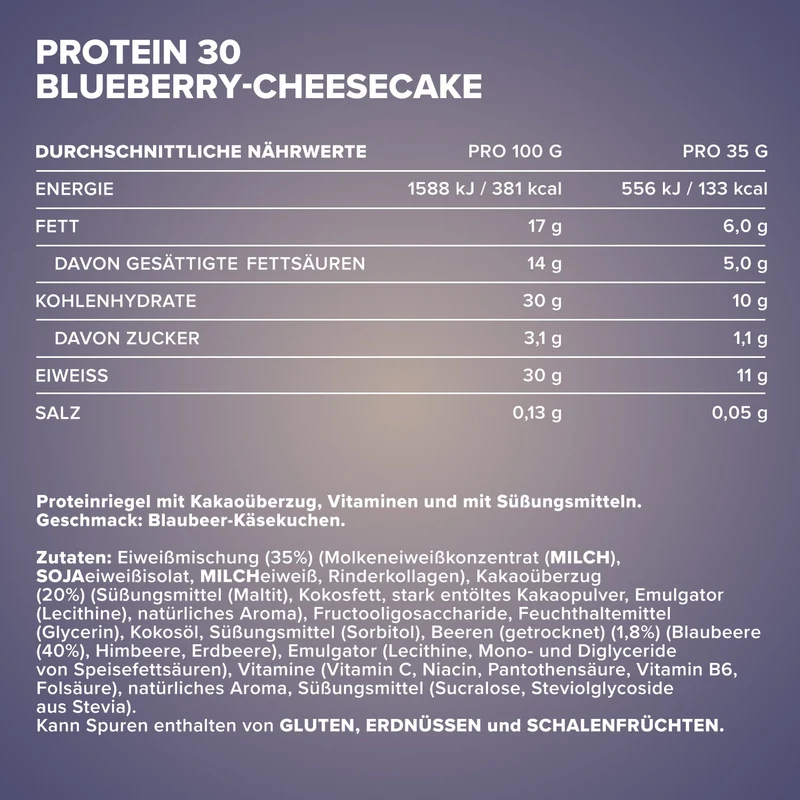 Protein 30 Protein Riegel (35g) - Blueberry Cheesecake