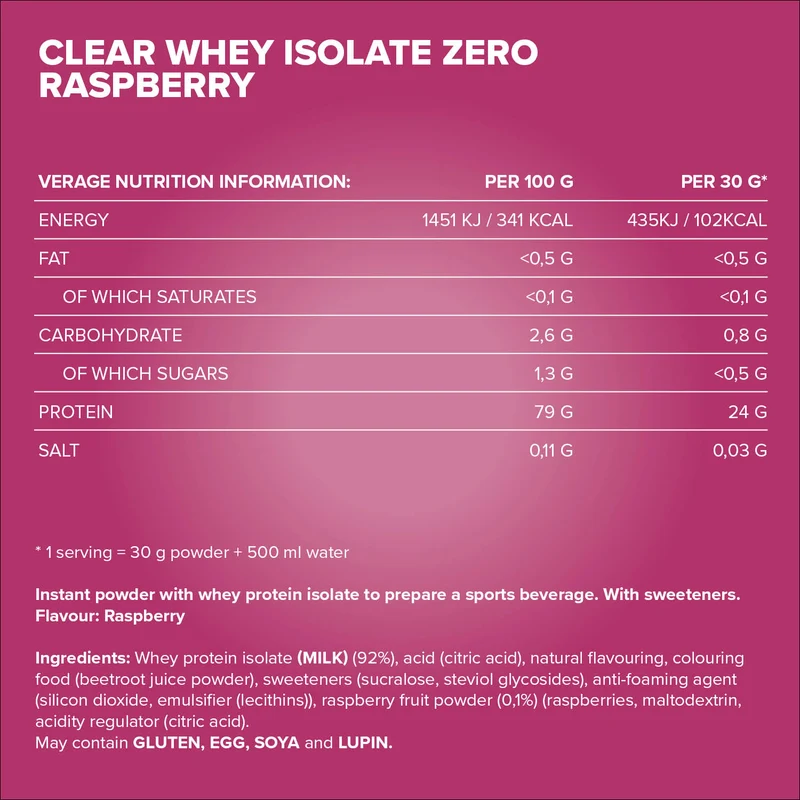 Clear Whey Isolate ZERO (400g) - Raspberry