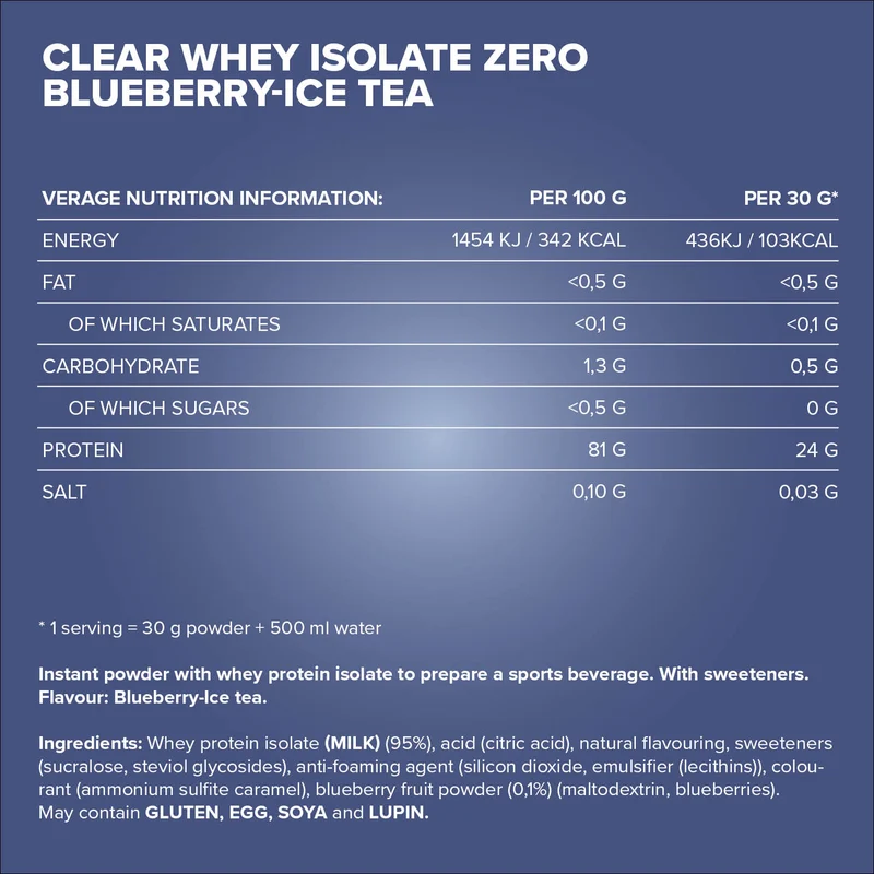 Clear Whey Isolate ZERO (400g) - Blueberry Ice Tea