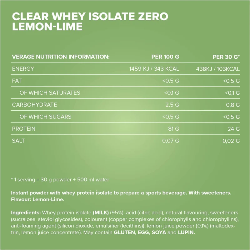 Clear Whey Isolate ZERO (400g) - Lemon Lime