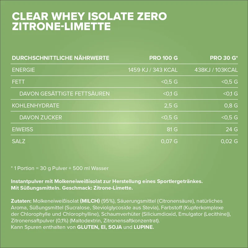 Clear Whey Isolate ZERO (400g) - Lemon Lime