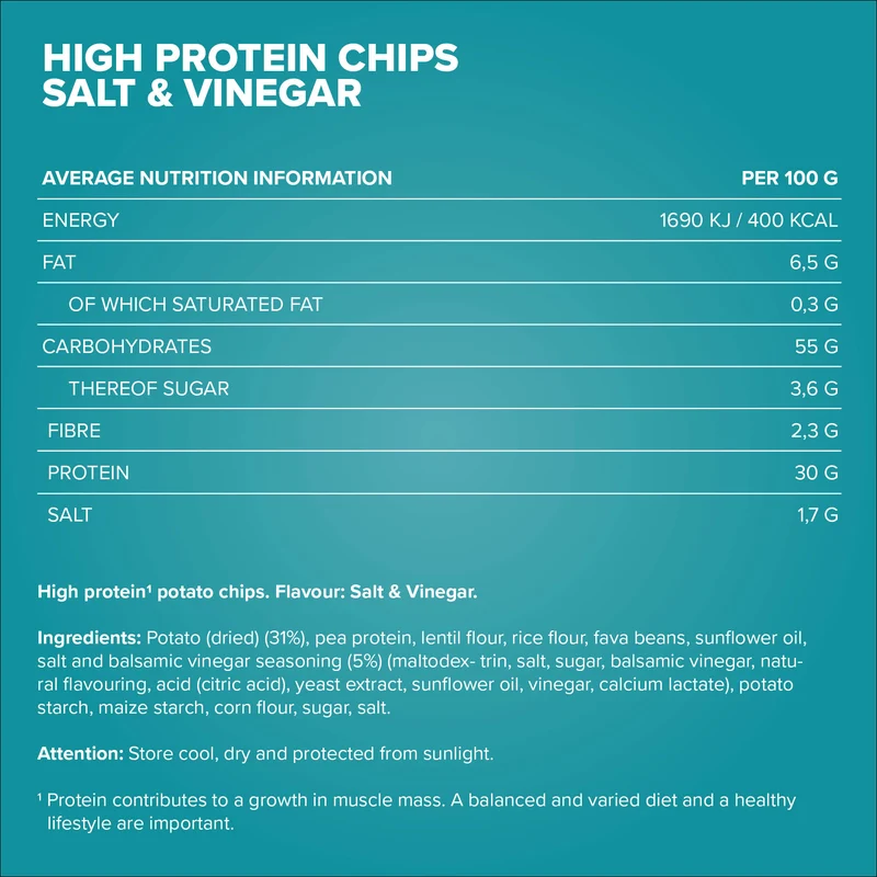 High Protein Potato Chips (60g) - Salt & Vinegar