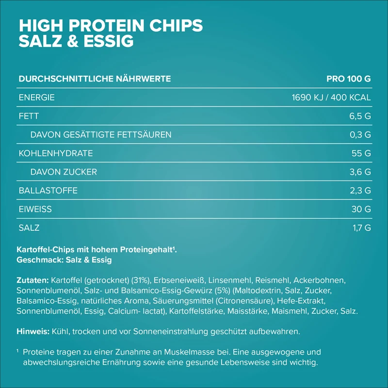 High Protein Potato Chips (60g) - Salt & Vinegar