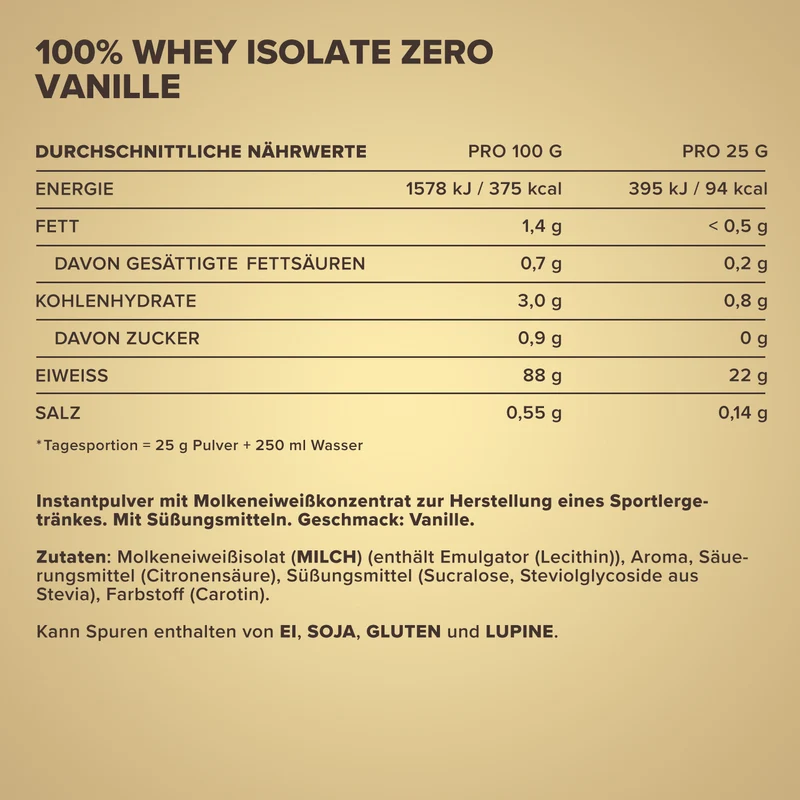 100% Whey Isolate ZERO (400g) - Vanille