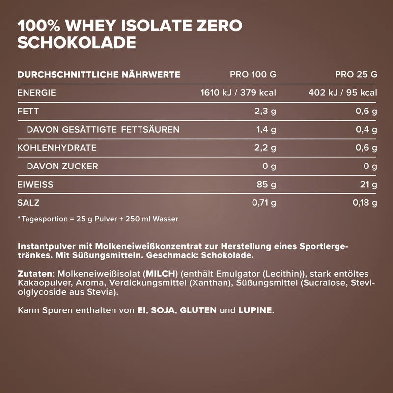100% Whey Isolate ZERO (400g) - Schokolade