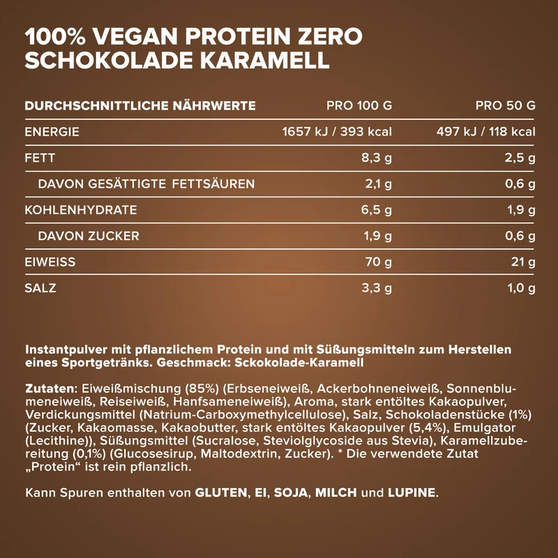 100% Vegan Protein Zero (500g) - Chocolate Caramel