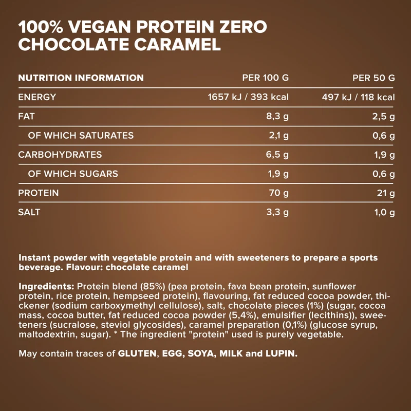 100% Vegan Protein Zero (500g) - Chocolate Caramel