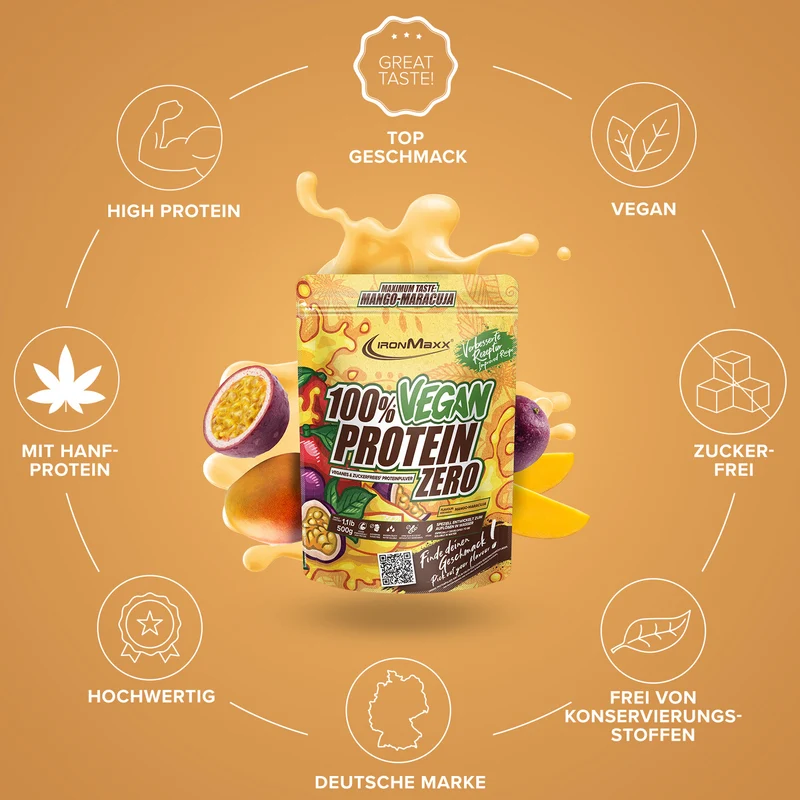 100% Vegan Protein Zero (500g) - Mango-Maracuja
