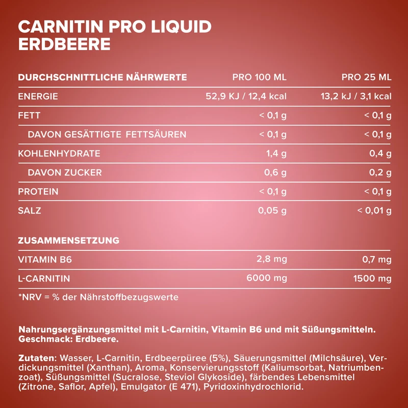 Carnitine Pro Liquid (500ml) - Erdbeere