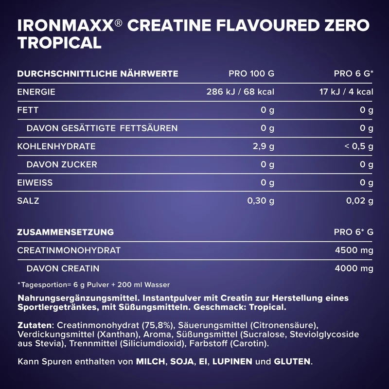 Creatine Flavoured Zero (500g) - Tropical