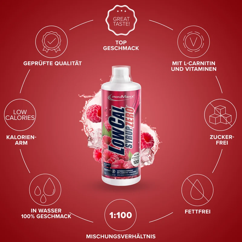 LowCal Syrup Zero (1000ml) - Himbeere