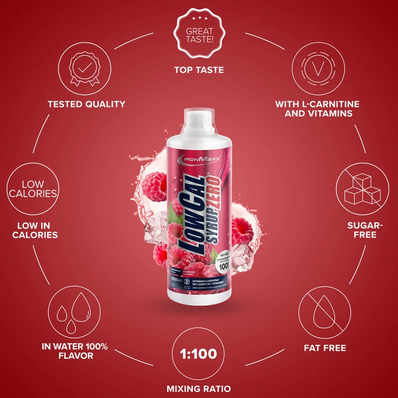LowCal Syrup Zero (1000ml) - Himbeere