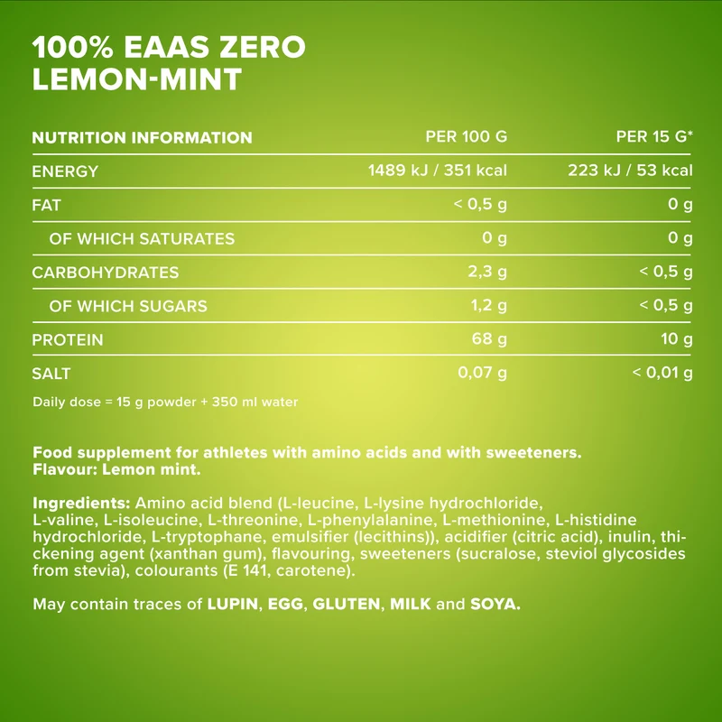 100% EAAs Zero (500g) - Lemon Minze