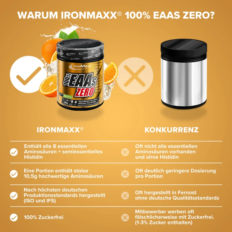 100% EAAs Zero (500g) - Sunny Orange