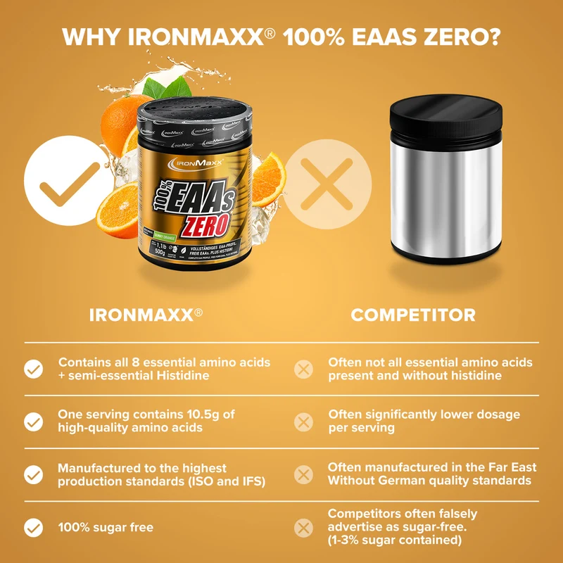 100% EAAs Zero (500g) - Sunny Orange