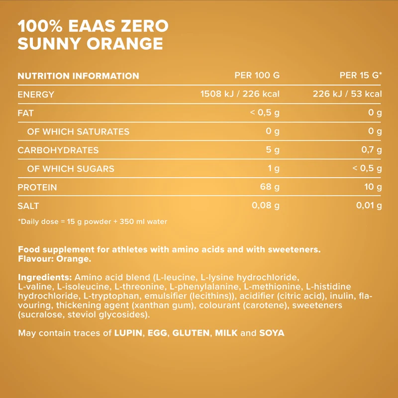 100% EAAs Zero (500g) - Sunny Orange