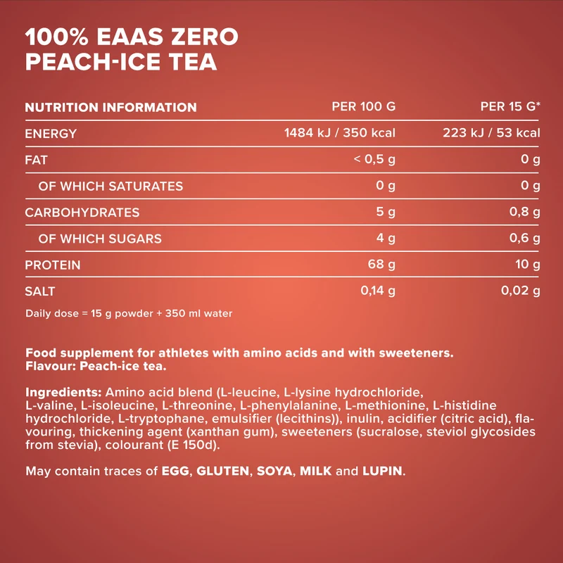 100% EAAs Zero (500g) - Peach Ice Tea