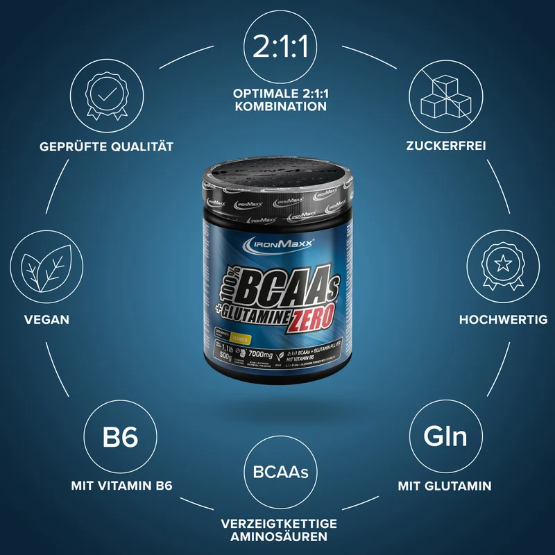 100% BCAAs + Glutamine Zero (500g) - Mango