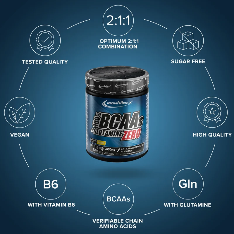 100% BCAAs + Glutamine Zero (500g) - Mango