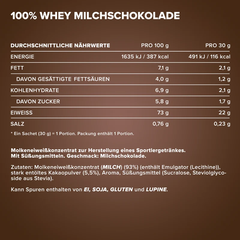 100% Whey Protein (10x30g) - Milchschokolade